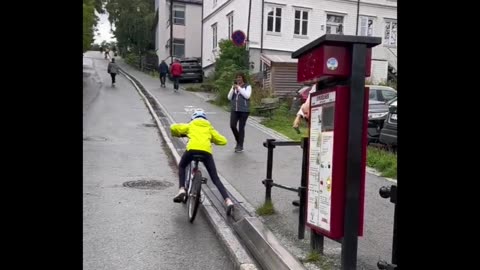 A nice escalator for cyclists in Norway.