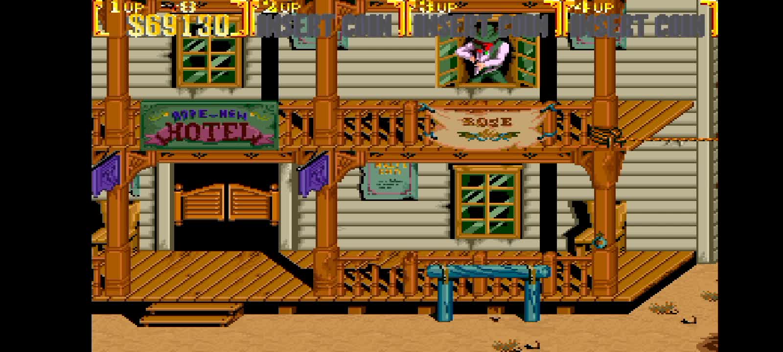 Resetting Sunset Riders arcade version with the character (STEVE).