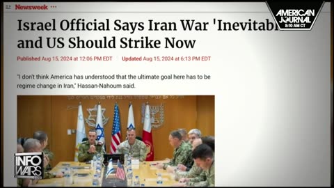 Israel Official Says Iran War 'Inevitable' and Urges US To Strike Now