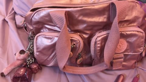 What's in my New Kipling Defea Bag & Matching Accessories Icy Rose Metallic