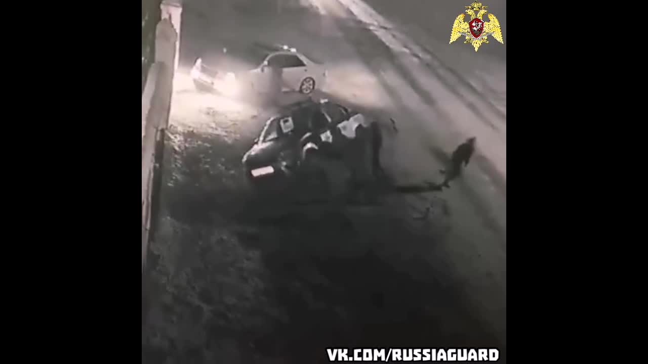 Russian Revellers Flip Over Cop Car In Snow And Scarper