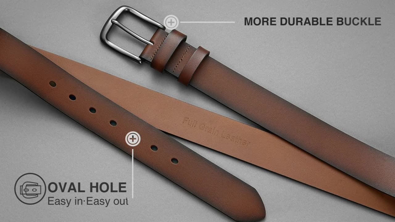 YOETEY 100% Solid Full Grain Leather Mens Belt Casual