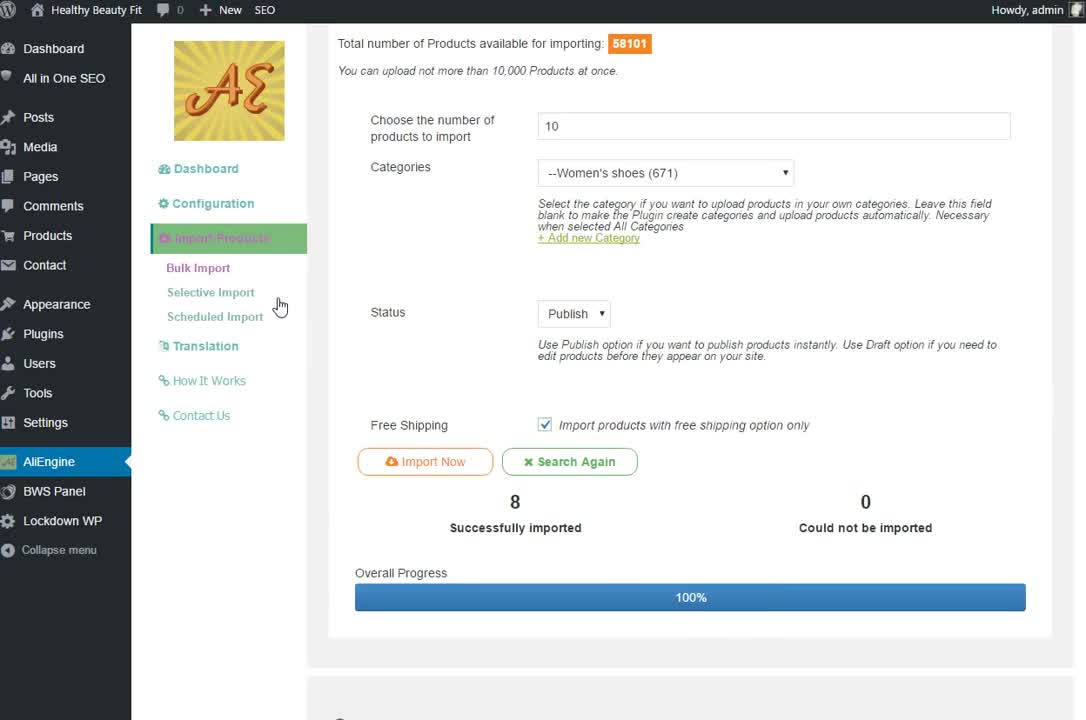 How to Bulk Import products by AliEngin plugin