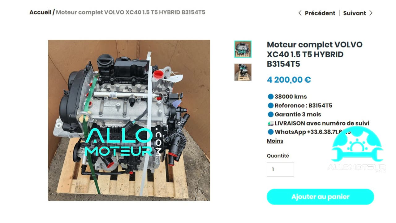 ALLOMOTEUR.COM - Moteur complet VOLVO XC40 1.5 T5 HYBRID B3154T5