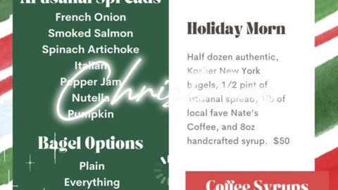 Merry Christmas come get your bagel packages right here in Lexington Kentucky