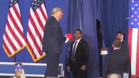 Trump Catches Trump Hat And Pen Perfectly