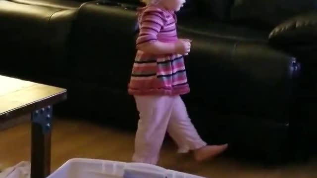 Baby Girl dancing to Happy and You Know It