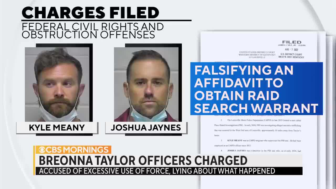 Federal charges for four officers involved in deadly Breonna Taylor apartment raid