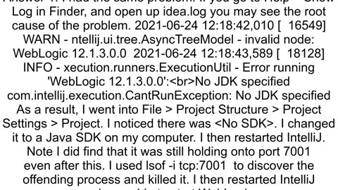 Application Server was not connected before run configuration stop unable to ping to localhost7001