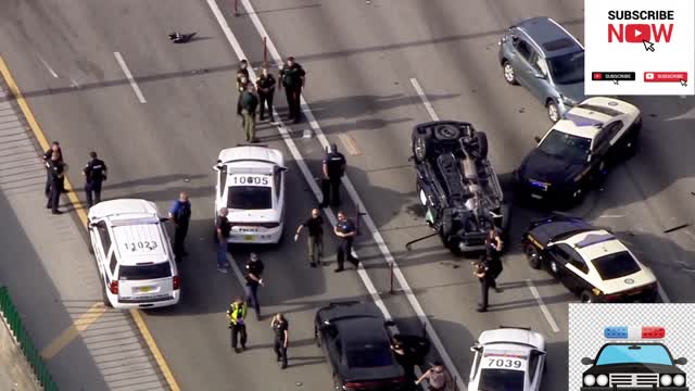 A high speed police chase in Florida ends with violent rollover crash.