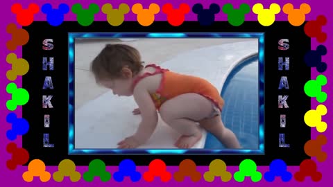 smart kid enters into a pool