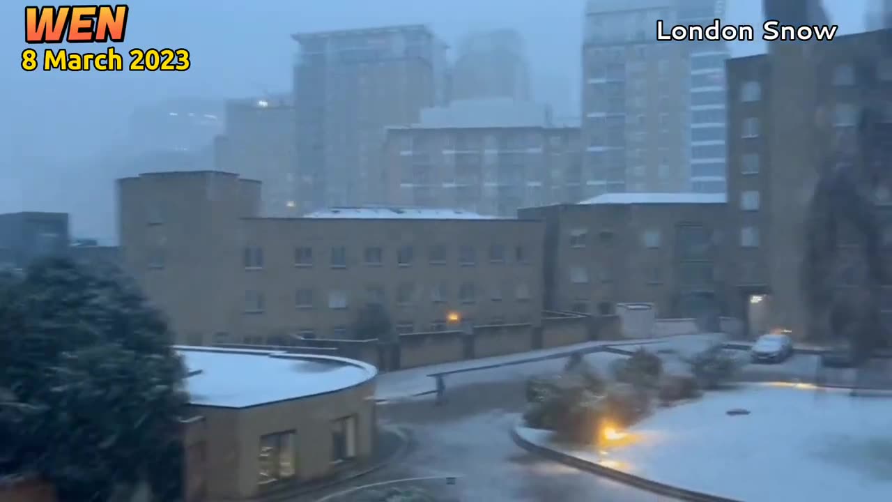 Footage of rare snowfall in March in UK capital London! londan snow 2023!