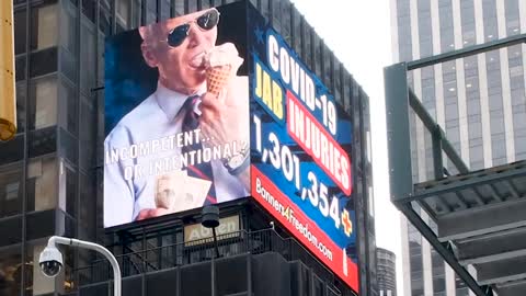 Patel Patriot Banner up in Times Square NY