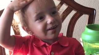 Baby thinks Ketchup is Shampoo