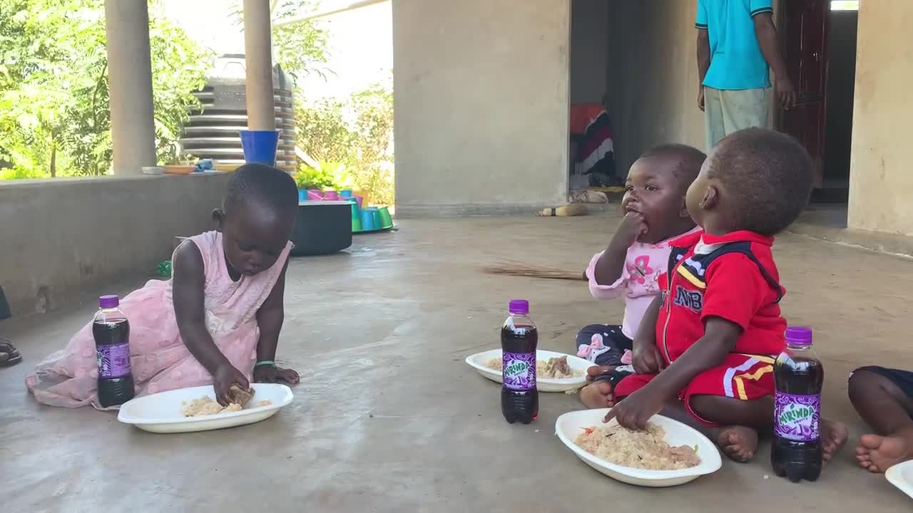 African baby eating