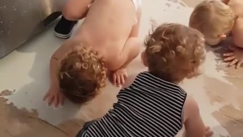 Crawling and drinking milk together