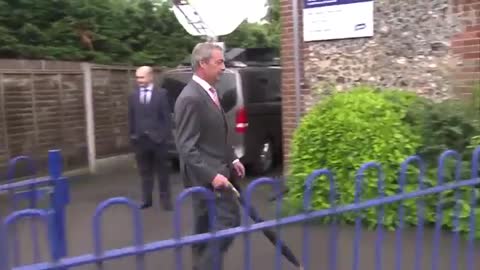 Nigel Farage on his way to vote in Kent