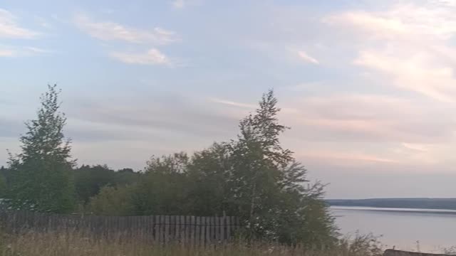 Nature. Sunset. River. Road. Village.