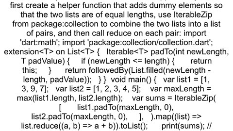 How to merge 2 lists bei adding the corresponding list items in Dart