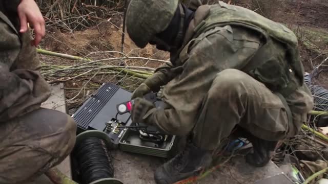 Ukraine War - Shots of the combat work of military signalmen of the Western Military District