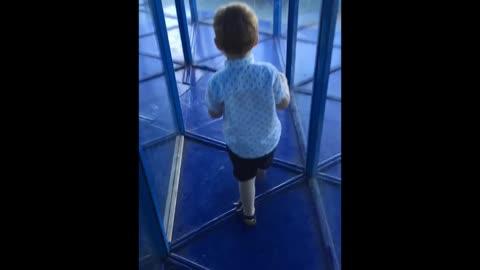 Took my son to the mirror maze, he wanted to lead