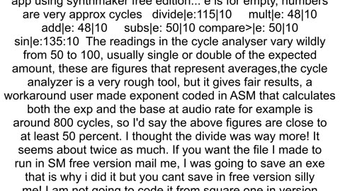 Approximate Number of CPU Cycles for Various Operations