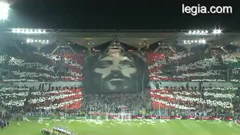 Polish Fans honoring Jesus Christ before a Football Match.