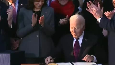 Biden signing of the Infrastructure Bill as posted by Harris