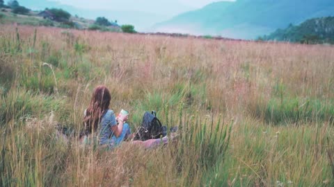 A girl enjoy in natural enviroment