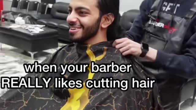 when your barber REALLY likes cutting hair