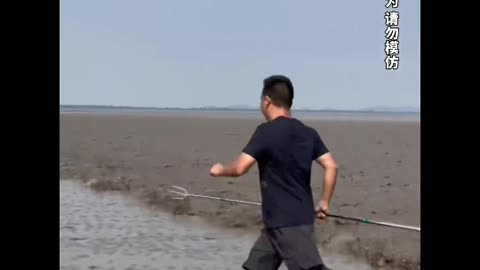 Fish finding on beach and catching fish😮💖😅