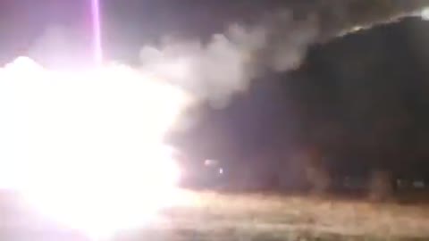 BM-30 Smerch fires on Ukranian positions during night