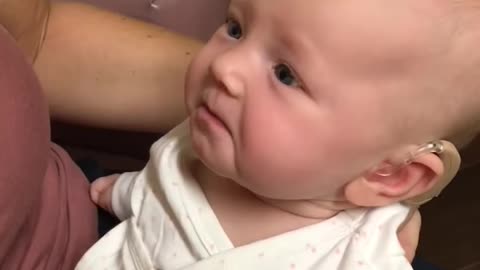 ##My baby hears me for the first time and is almost moved to tears!