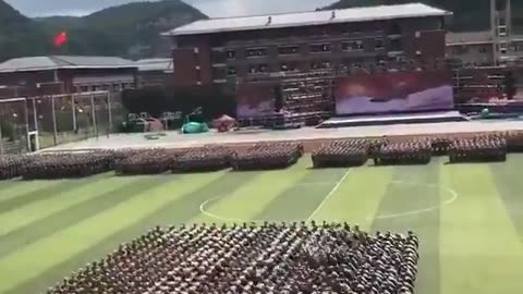 Graduation ceremony of a military school in Asia.