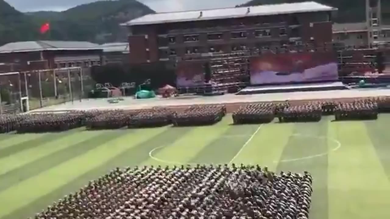 Graduation ceremony of a military school in Asia.