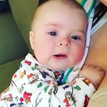 Cute baby sneezes and says, "Oh no."