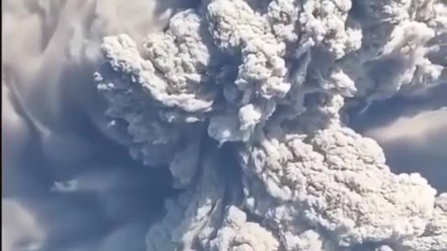 The eruption of Mount Sinabung in Indonesia