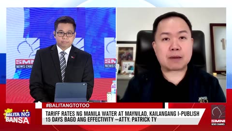 Tariff rates ng Manila Water at Maynilad, kailangang i-publish 15 days bago ang effectivity —Atty. Patrick Ty