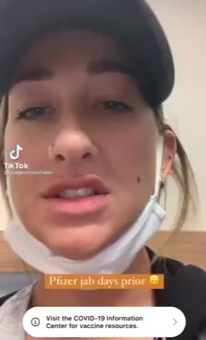 Jab effects - blood clots all over her mouth