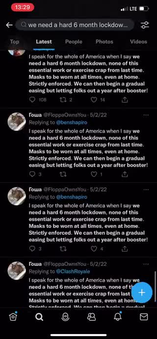 Twitter bots promoting lockdown..