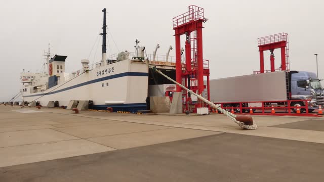 Ferry off loading vehicles