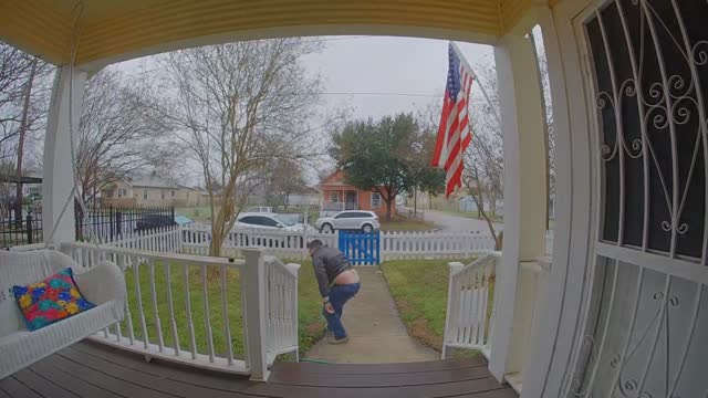 Texan Stays Calm While Slipping Down Stairs