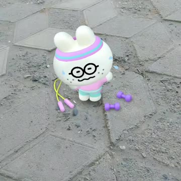 The rabbit is training