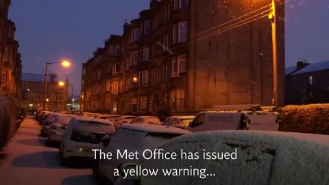 Snow covers Glasgow as temperatures plunge ahead of Storm Gladys