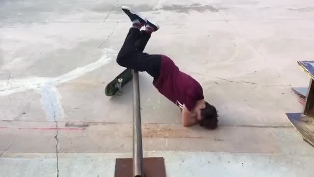 Red shirt skate low rail crotch hit