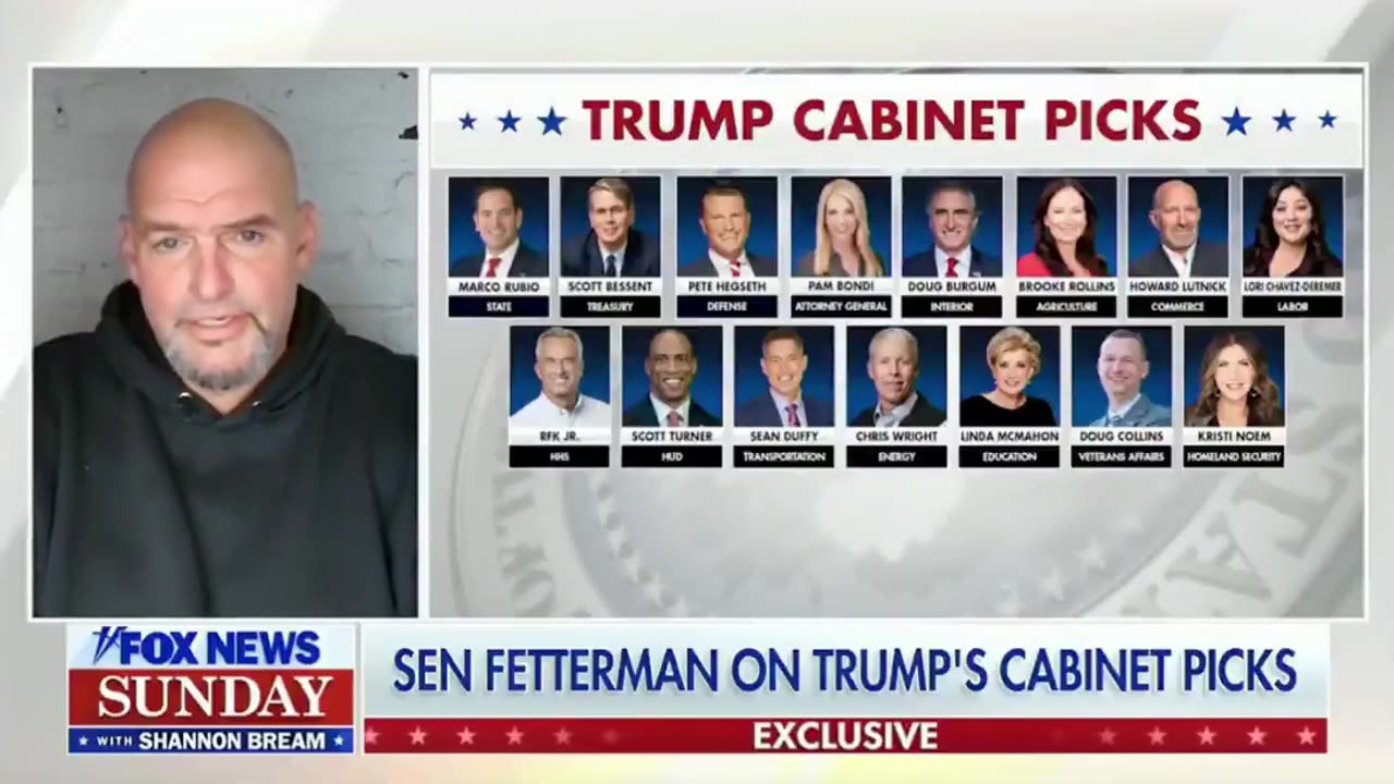 Sen. John Fetterman discusses Trump's cabinet pics