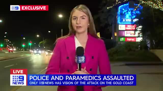 Video footage shows police, paramedics attacked on Gold Coast