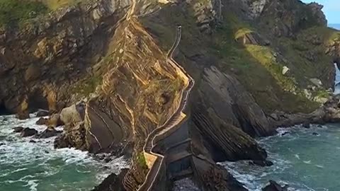 The stone bridge at Gaztelugatxe on Spain's Biscay coast, built in the 10th