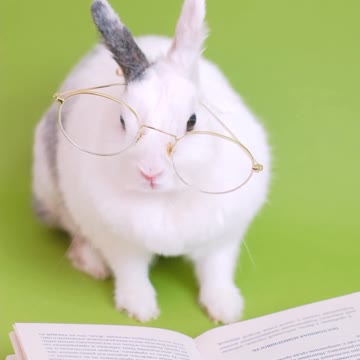 Rabbit read the book with glasses