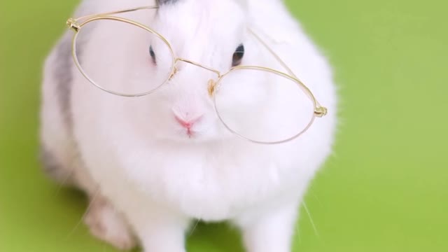 Rabbit read the book with glasses